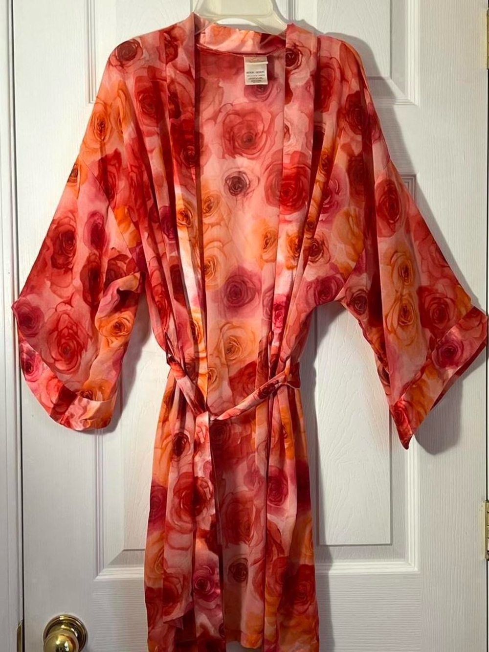 Sexy Kimono Silky Robe with Roses